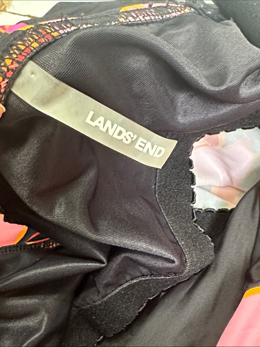 Lands End Tankini Swim Top Black Pink Floral Swimwear Womens Plus Size 24W - Picture 4 of 9